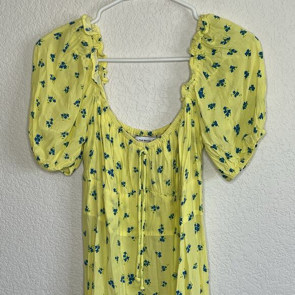 Faithfull the Brand Bette Midi Dress Luda Floral Yellow Medium Cottagecore E27 - Picture 5 of 8